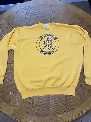 Vintage 1980s USA General Lee St. Lawrence Mustangs Yellow Sweatshirt XXL • $29.99