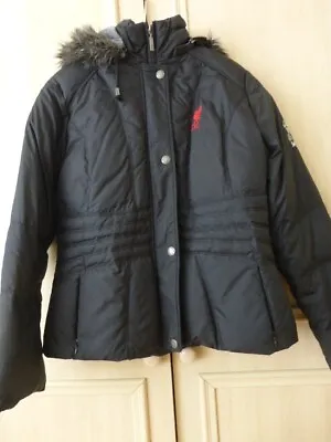Ladies Black LFC Hooded Puffer Jacket Size 10 • £25