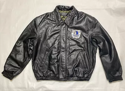 NBA Dallas Mavericks Leather Coat Jacket Men's Size Large Black Port Authority • $95.99