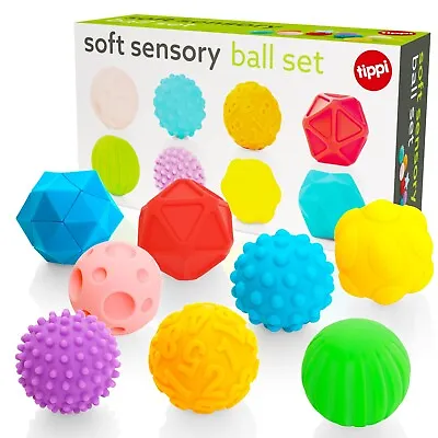 Tippi Soft Sensory 8 Textured Play Balls Set For Baby Or Toddlers Childrens Toy • £9.99