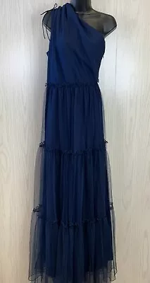 ZAC Zac Posen Christy One Shoulder Gown Women's Size 12 Navy NEW • $163.61