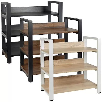 3 Tier Metal & Wood Shelf Shoe Multi Purpose Storage Display Racking Unit • £19.99