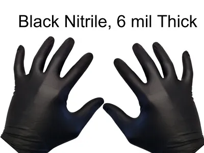 Black Nitrile Exam Gloves Heavy Duty 6 Mil Thick Size: Medium - 100/box • $10.95