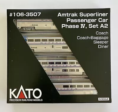 Set Of 4 N Scale KATO Amtrak Superliner Passenger Car Phase IV Set A2 NOS • $75