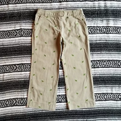 J Crew Sz Petite 4 Low Rise Flat Front Capri Chino Pants Embroidered Turtles • $15.18