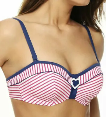 32D | PANACHE Cleo Lucille Bandeau Bikini Swim Top | Strawberry | CW0063 • £8.99