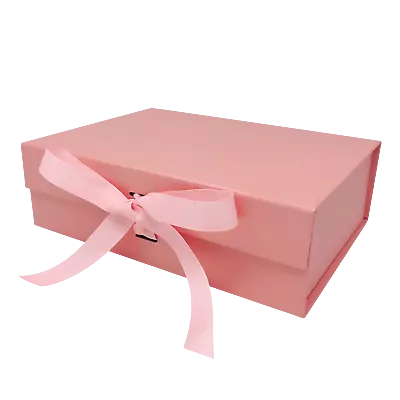 A4 Size Pink Folding Magnetic Gift Box With Ribbon • £8