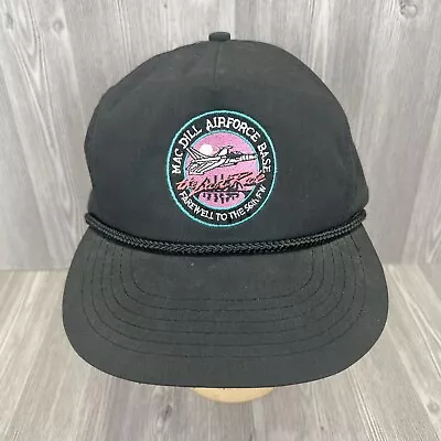 Vintage Macdill Air Force Base Rope Trucker Hat/Cap Snapback Adjustable Black • $15