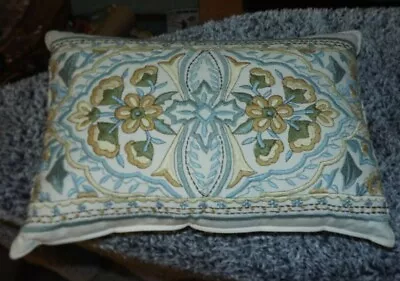 Vintage Embroidered 20  X 14  Pillow Floral Design Villa By Noble Excellence.  • $21.95