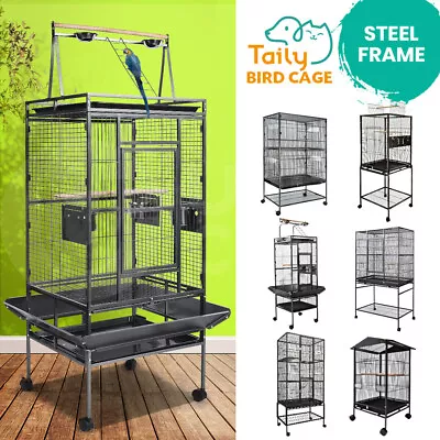 Taily Bird Cage Pet Cages Parrot Aviary Large Stand-Alone Budgie Castor W Wheels • $152.99