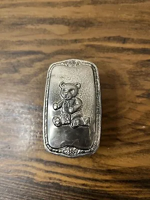 Vintage Silver Plated Baby Brush Teddy Bear With Baby Blocks • $22.99