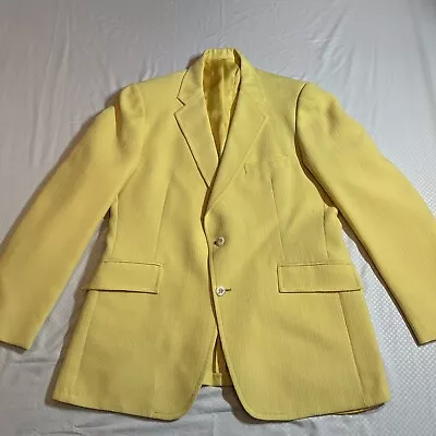 Vintage Don Richards Yellow Textured Single Breast 2 Button Suit Jacket Size 42 • $39.99