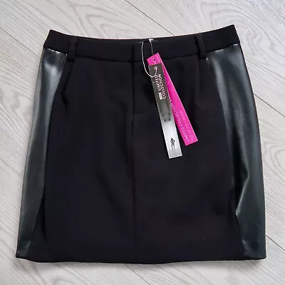 M&s Limited Collection Mini Skirt With Faux Leather Panels Size 6 Bnwt • £15