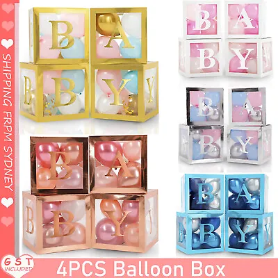 $20.89 • Buy 4Pcs/Set LOVE BABY Balloon Box Cube Clear Boxes Baby Shower Party Decoration AU