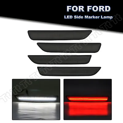 For 2010-2014 Ford Mustang White/Red LED Side Marker Light Smoke Lens Front Rear • $49.49