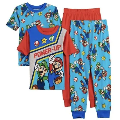 Nintendo Super Mario Boys Size 6 Power Up 4pc Cotton Pajama Pant Set - NWT • $24.99