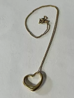 Tiffany & Company 18KT Yellow Gold Peretti Open Heart Pendant Necklace • $3.25