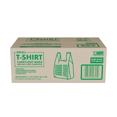Small T-Shirt Carry-Out Bags 7  X 5  X 15  {2000 Ct.} NO SHIP NJ • $35.88