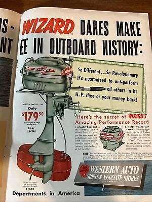 Vintage 1951 Wizard Outboard Motors Western Auto Print Ad 2 Page • $11.99
