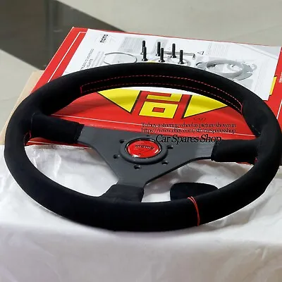 MOMO MonteCarlo 350mm 14' Suede Thickened Spoke Red Stitch Sport Steering Wheel • $105.80