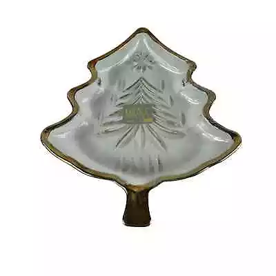 Mikasa Christmas Tree Candy Dish Clear Glass Gold Colored Trim • $7.99