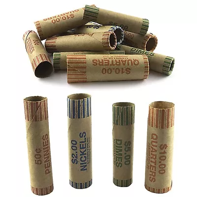 216 ROLLS PREFORMED ASSORTED COIN WRAPPERS TUBES 54 Ea Quarter Dime Nickel Penny • $14.95