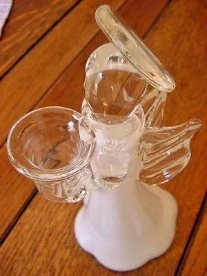 Murano Mid-century Modern Art Glass Hand Made Angel Clear Crystal & Milk Glass • $58