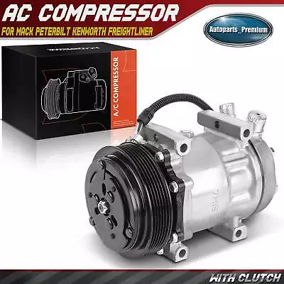 A/C Compressor With Clutch For Mack Peterbilt Kenworth Freightliner Caterpillar • $105.99