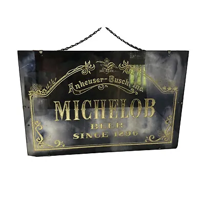 Vintage Michelob Beer Mirror Sign 24x16 Smoked W/ Gold Letters Bar Man Cave • $84.99