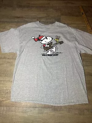 Vtg Snoopy Peanuts Christmas Have A Rocking Holiday Shirt USA XL • $27.50