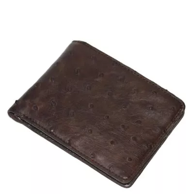 Genuine Ostrich Skin Leather Men's Bifold Wallet Brown • $45