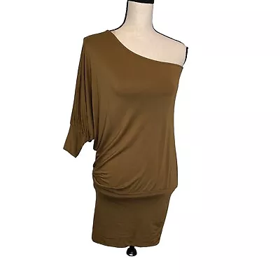 Soprano Dress Womens Small Asymmetic One Bare Shoulder Tight Fit Dolman Sleeve • $19.64