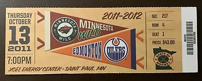 Minnesota Wild 10/13/2011 NHL Ticket Stub Vs Edmonton Oilers • $6.95