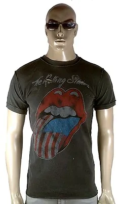 Wow Amplified Rolling Stones USA Tongue Rock Star Vip Vintage Holes T-SHIRT S 46 • $72.39
