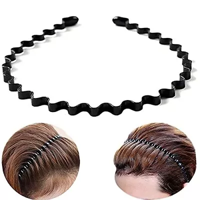 Mens Hair Band Multifunctional Unisex Wavy Black Hair Metal Bands For Men &  • $9.09