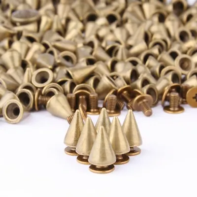$14.99 • Buy 200 Sets/Pairs 9.5mm Bronze Cone Spikes Screwback Studs DIY Craft Rivets Punk