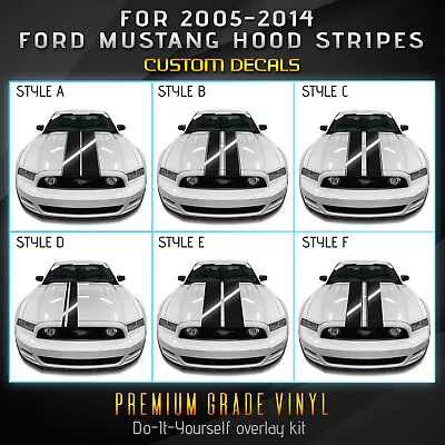 For 2005-2014 Ford Mustang Hood Rally Racing Stripes Graphic Decal - Gloss Vinyl • $15.95