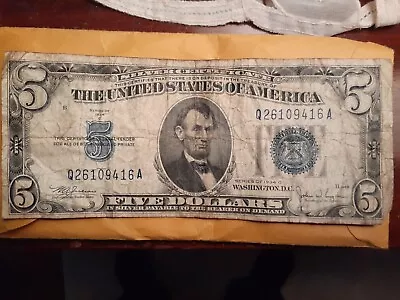 1934 C $5 Five Dollar Federal Reserve Note • $12