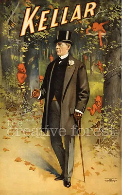 KELLAR IN FOREST WITH DEVILS Vintage Magician Poster Paper PRINT 24x36 In. • $78.62