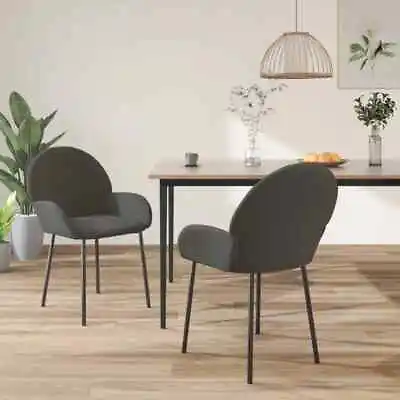 $144.99 • Buy Dining Chairs 2 Pcs Dark Grey Velvet VidaXL