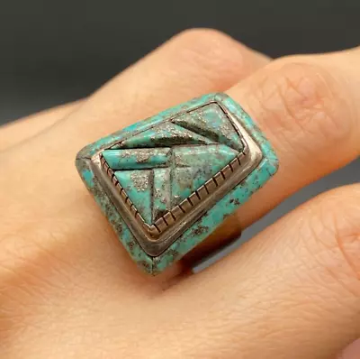 Vintage Southwestern Sterling Silver Turquoise Ring Size 7 • $215