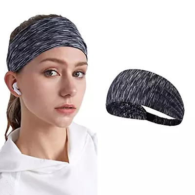 Women Men Stretch Sweatband Headband Sports Yoga Gym Running Hair Band Unisex UK • £2.29