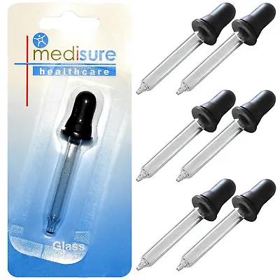 Medisure Healthcare Laboratory Pack 6 X Liquid Chemical Medicine Dropper Glasses • £6.89