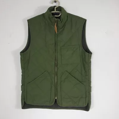 J. CREW Sussex Quilted Vest Thermore Insulated Mens Olive Green Pockets Size S • $39.95