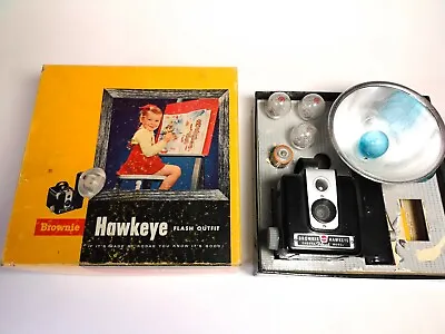 Vintage Kodak Brownie Hawkeye Camera Flash Model With Flash Attachment W/ Box  • $49.89