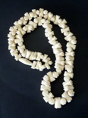 VINTAGE Hand Carved Necklace Graduated BEADS Chinese 46cm • $16.09