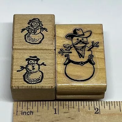 Cowboy Snowman Lot Of 3 Rubber Stamp Winter Christmas • $6.97