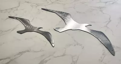 Two Birds Flying Metal Wall Art Accents Polished Steel 5 1/2  X 7  & 4  X 5  • $18.74
