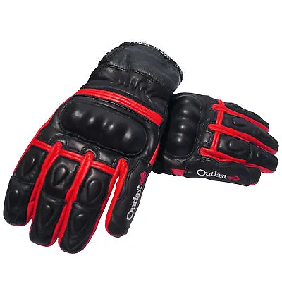 Merlin Castor Outlast Motorcycle Leather Waterproof Riding Glove - Black/Red • $187.12