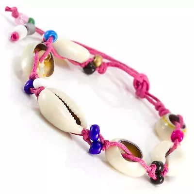  Sea Shell Bead Seashell Cowrie Friendship Bracelet Anklet Summer Beach Festival • £4.25